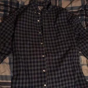 Old navy button down shirt, navy and gray plaid